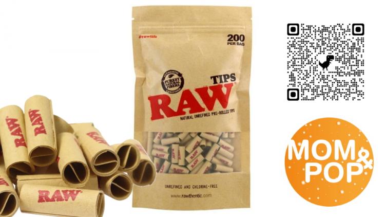 Raw Pre-Rolled Rolling Tips • 200 Per Bag